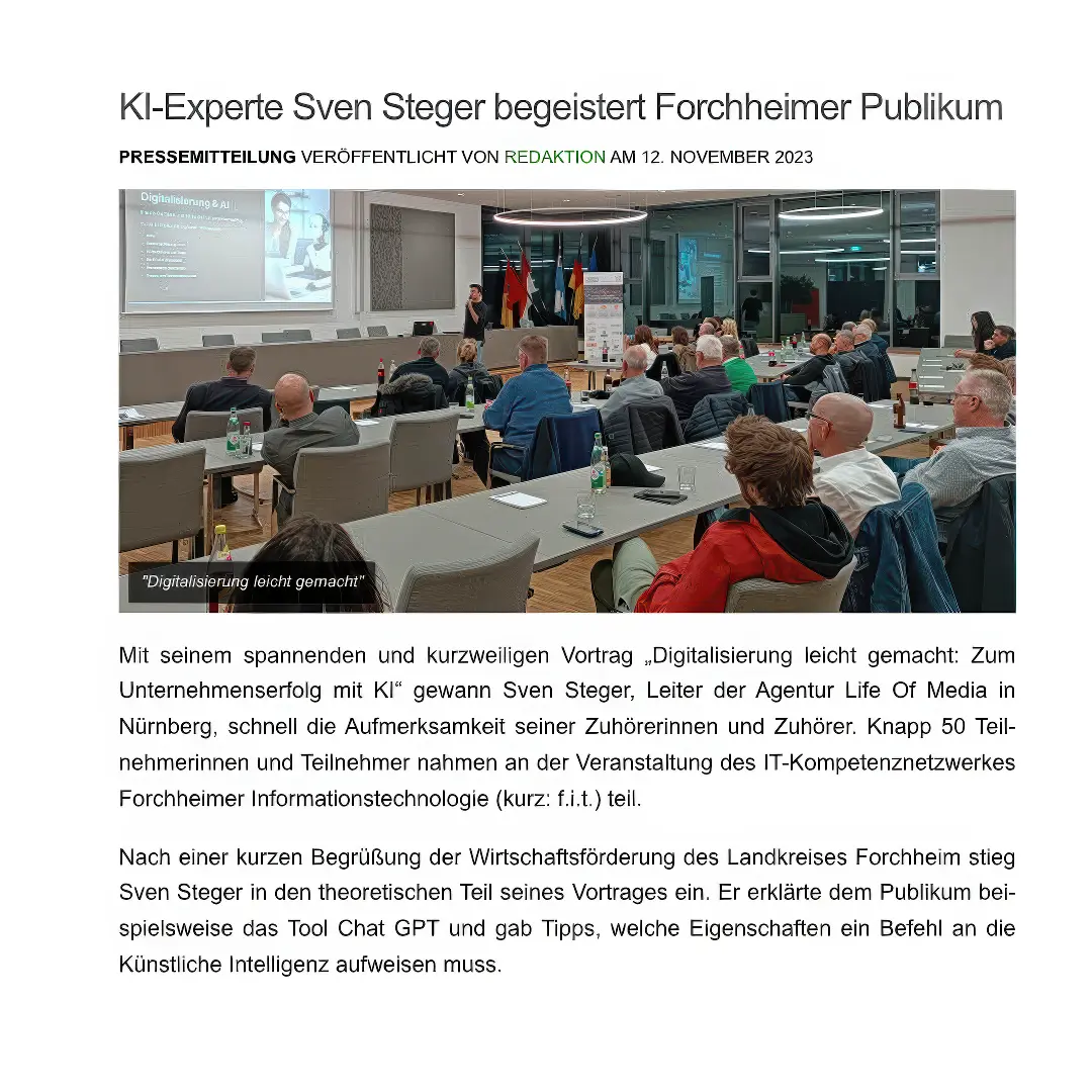 KI Experte Sven Steger begeistert Forchheimer Publikum