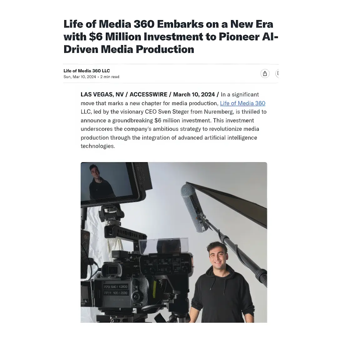 Life of Media 360 Embarks on a New Era with 6 Million Investment to Pioneer Al Driven Media Production